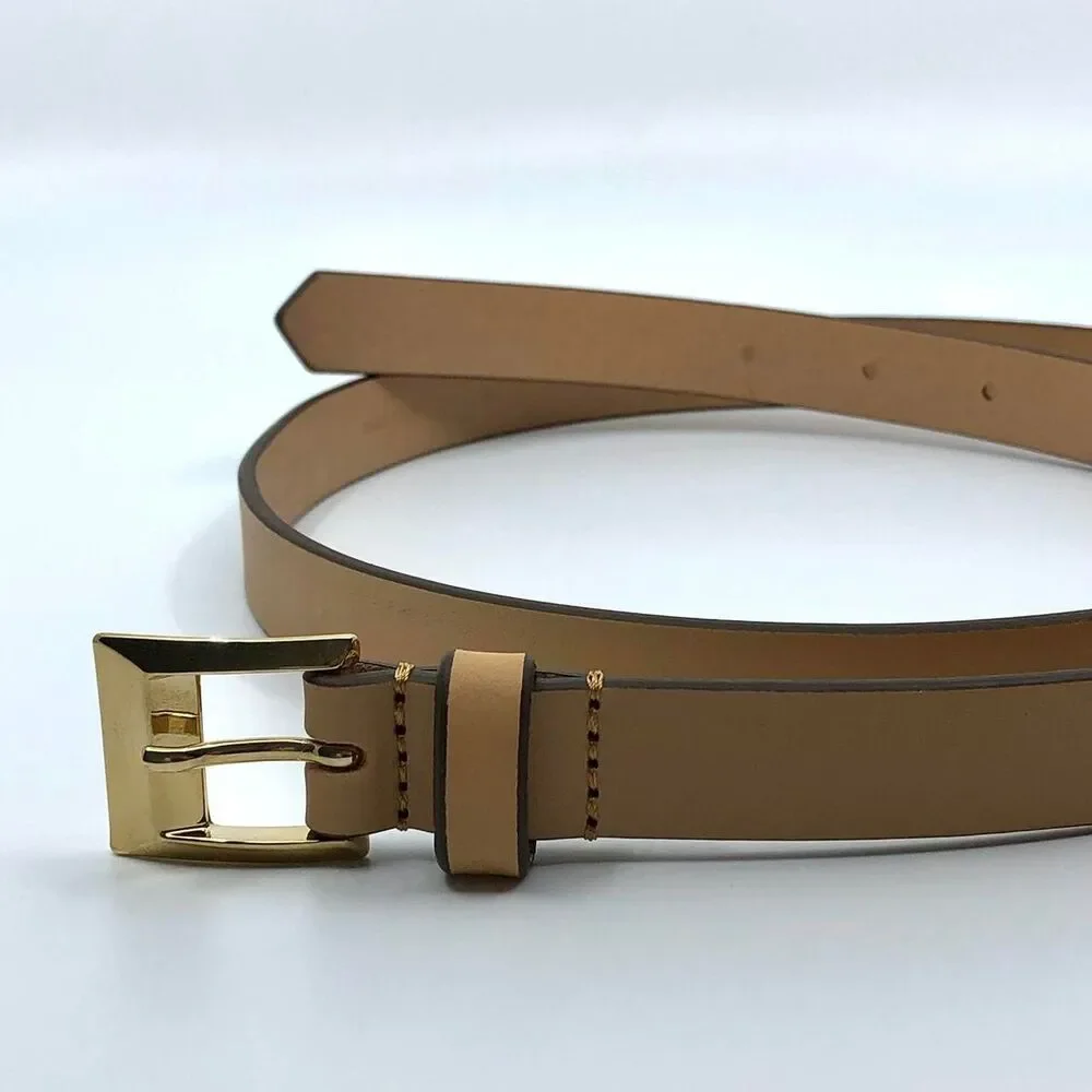 M.M.LaFleur Women's Beige, Gold Buckle, Italian Leather, 34-38 Inches, X7G9A432